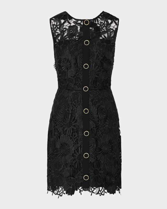 Judy Sleeveless Floral Lace Mini Dress